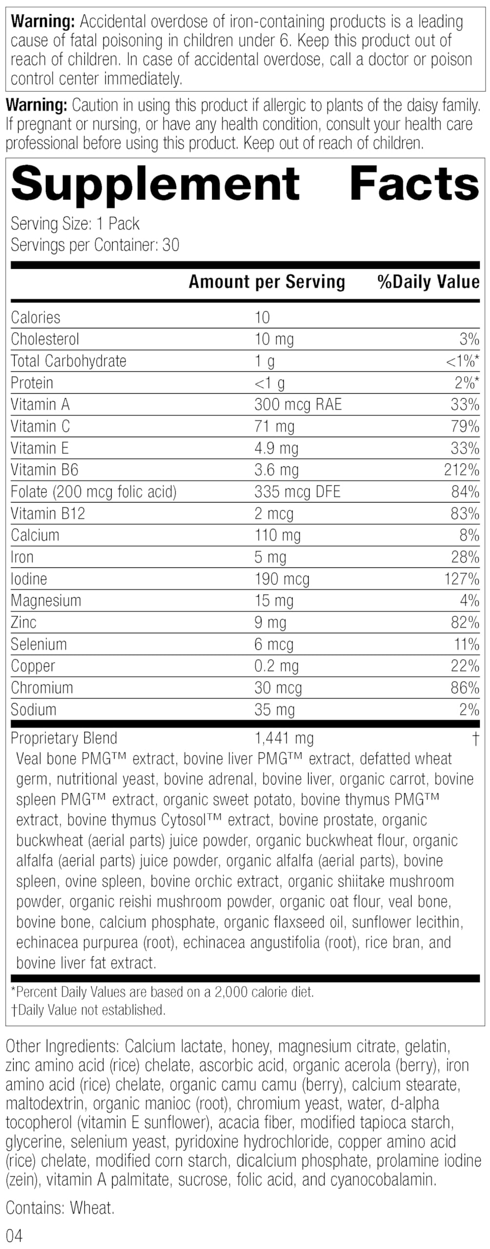 Standard Process Immune Pack Immuplex tablets for balanced daily nutrition