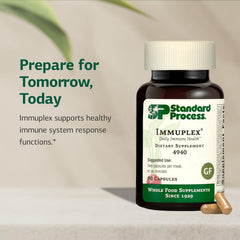 Standard Process Immuplex label highlights key minerals and vitamins.