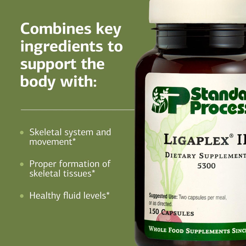 Two capsules daily dosage concept with Ligaplex II bottle