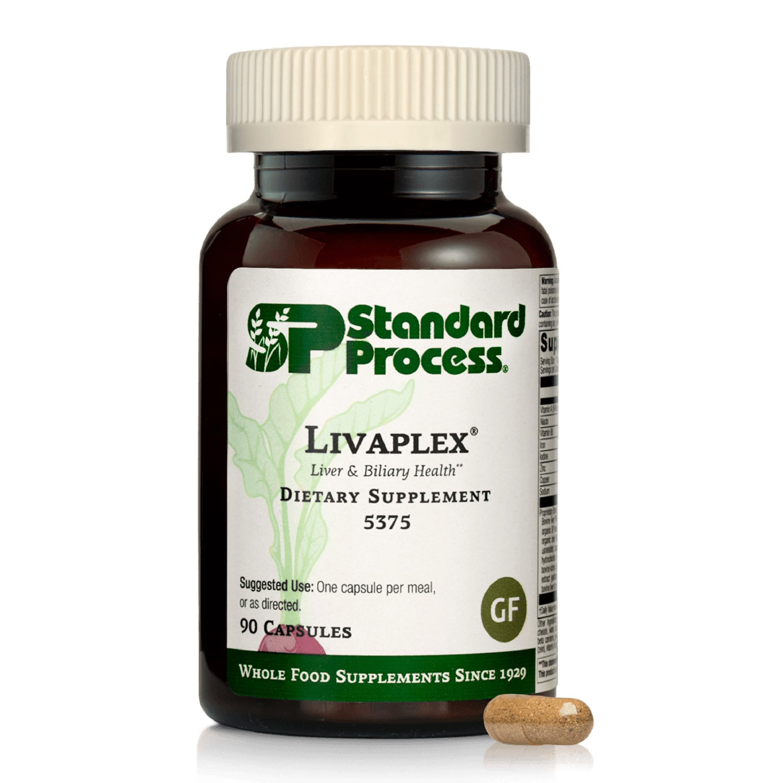 Standard Process Livaplex bottle front showing a daily liver and digestion support