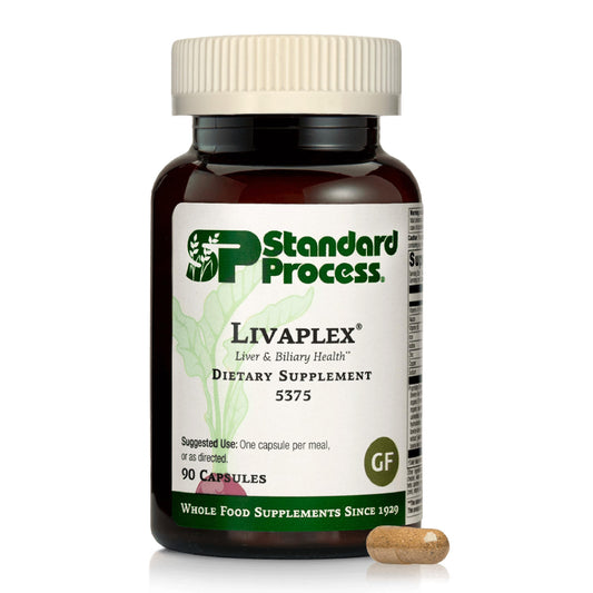Standard Process Livaplex bottle front showing a daily liver and digestion support
