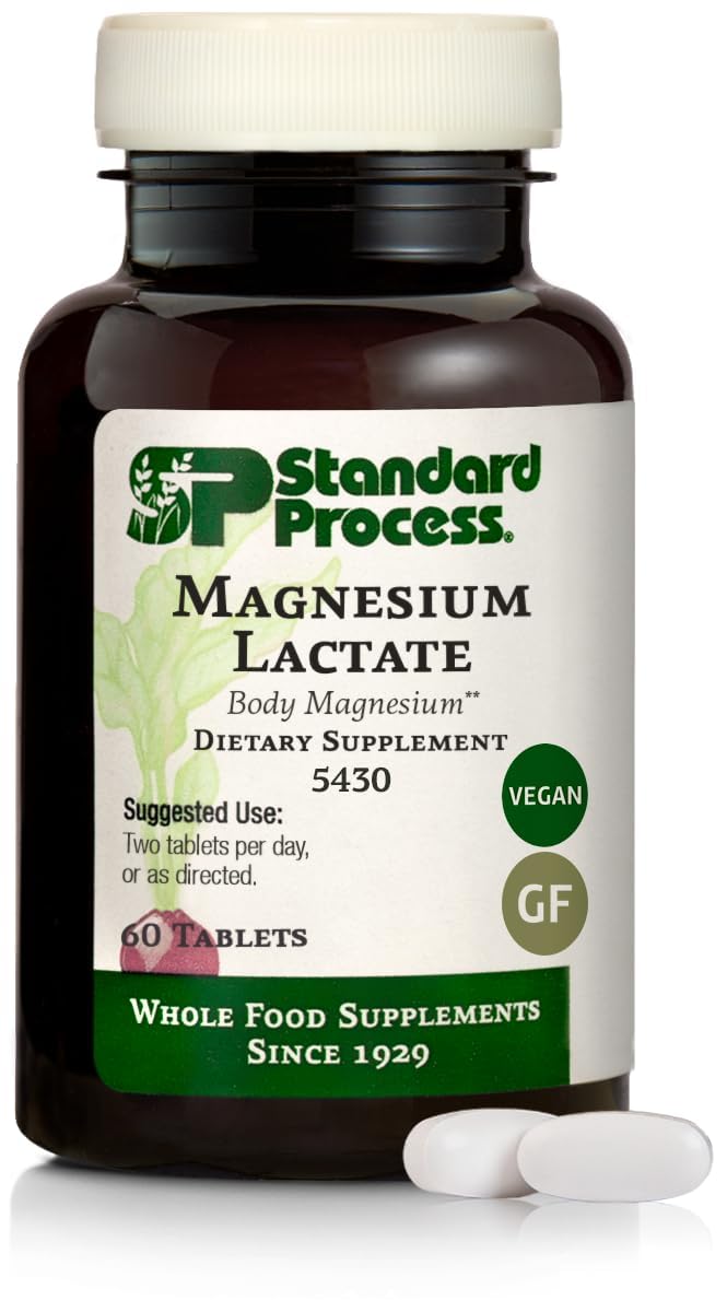 Standard Process Magnesium Lactate bottle indicating energy support for daily wellness.