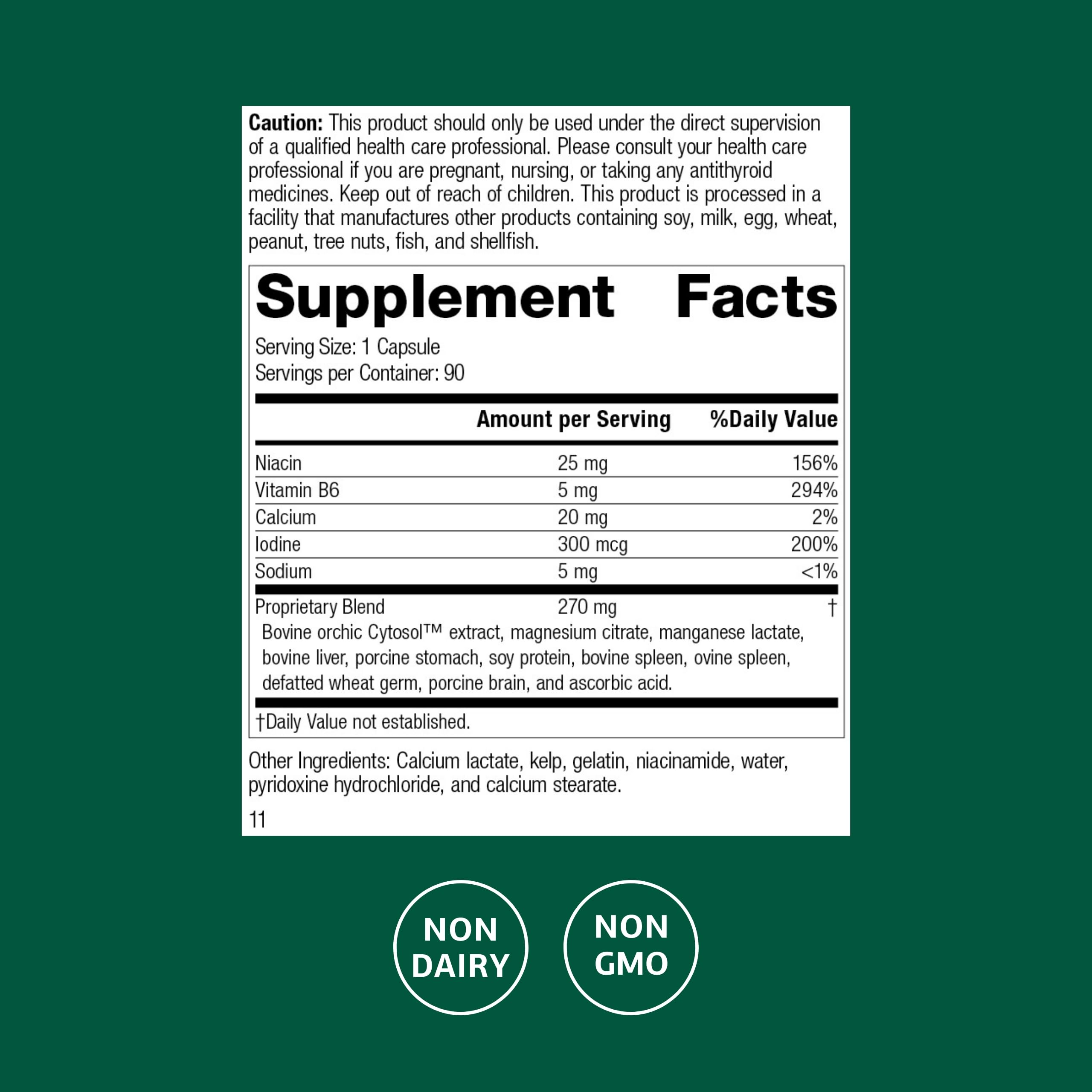 Standard Process Min-Chex label close-up highlighting key ingredients.