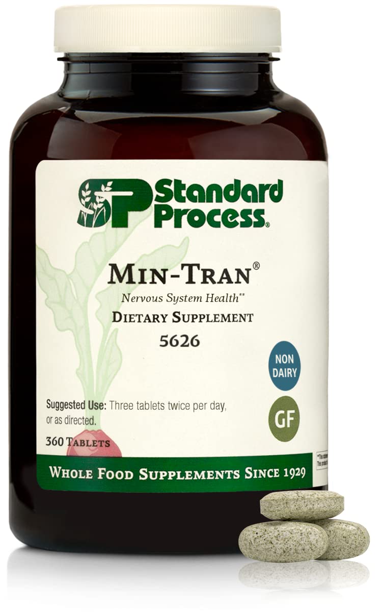 Standard Process Min-Tran bottle with label, supporting nervous system health and sleep pathways.
