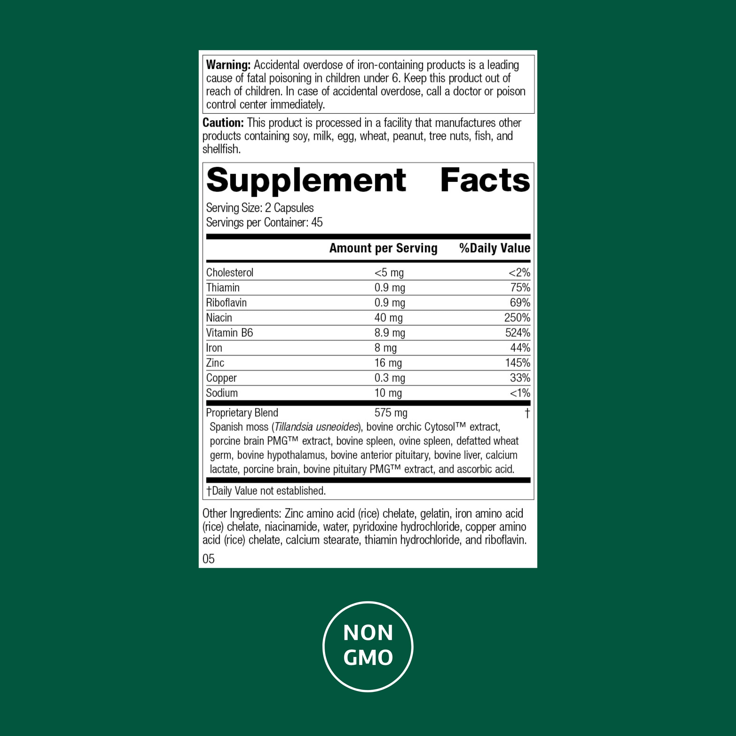 Neuroplex capsules close-up highlighting vitamin B6 and minerals for brain health