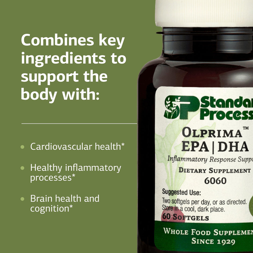 Gluten-free symbol with Olprima EPA|DHA box for dietary compatibility.