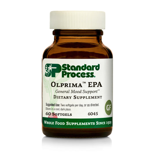 Standard Process Olprima EPA softgels bottle for everyday inflammatory support.