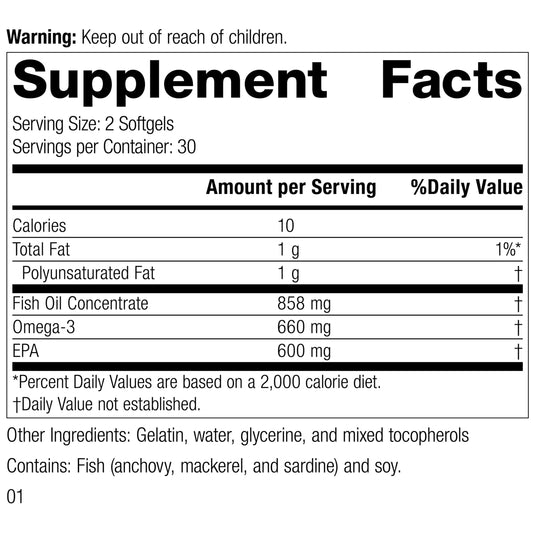 Olprima EPA softgels being poured, highlighting convenient daily omega-3 intake.