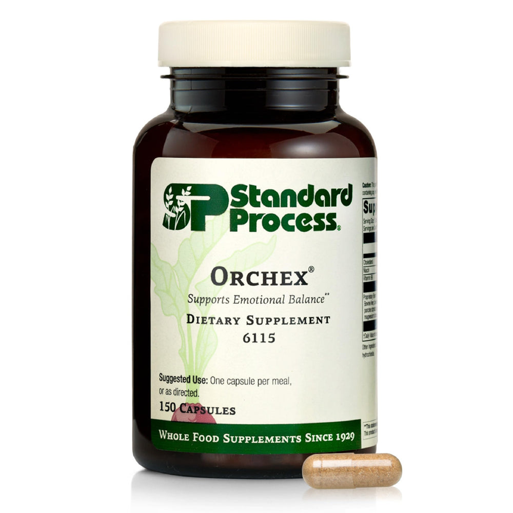 Standard Process Orchex bottle front view showing calming support for daily life