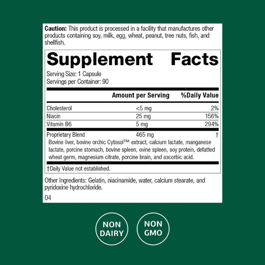 Closeup of Standard Process Orchex capsules highlighting daily nerve care