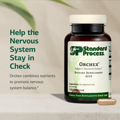 Standard Process Orchex label close-up with product details for relaxation