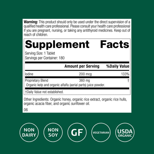 Standard Process Organically Bound Minerals alfalfa-iodine source highlights a whole food iodine option.