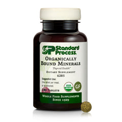 Standard Process Organically Bound Minerals bottle wide, convenient daily supplementation.