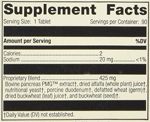 Standard Process Pancreatrophin PMG packaging highlighting 90 tabs.