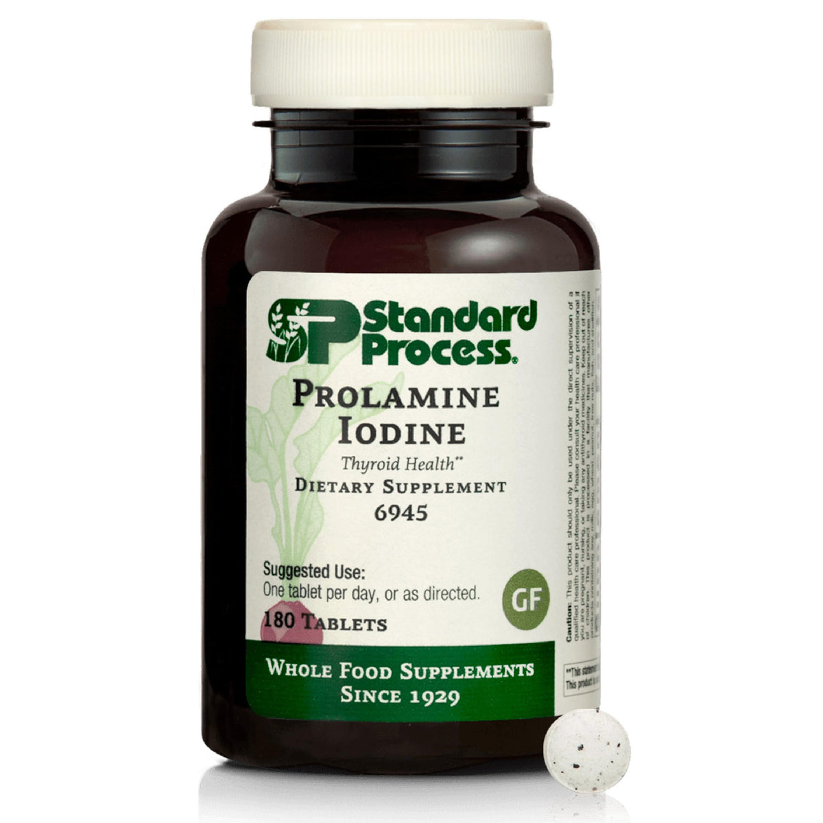Standard Process Prolamine Iodine bottle supports thyroid health.