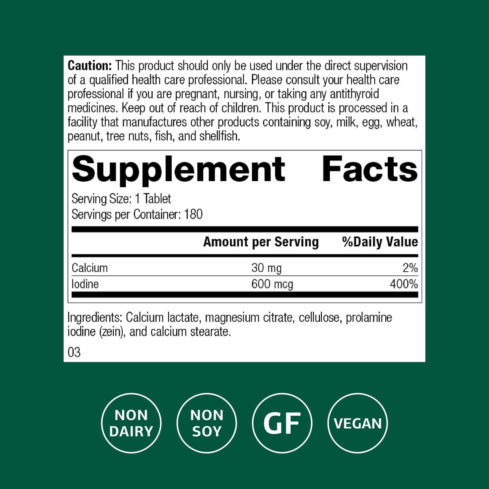 Prolamine iodine tablets shown for easy daily use.