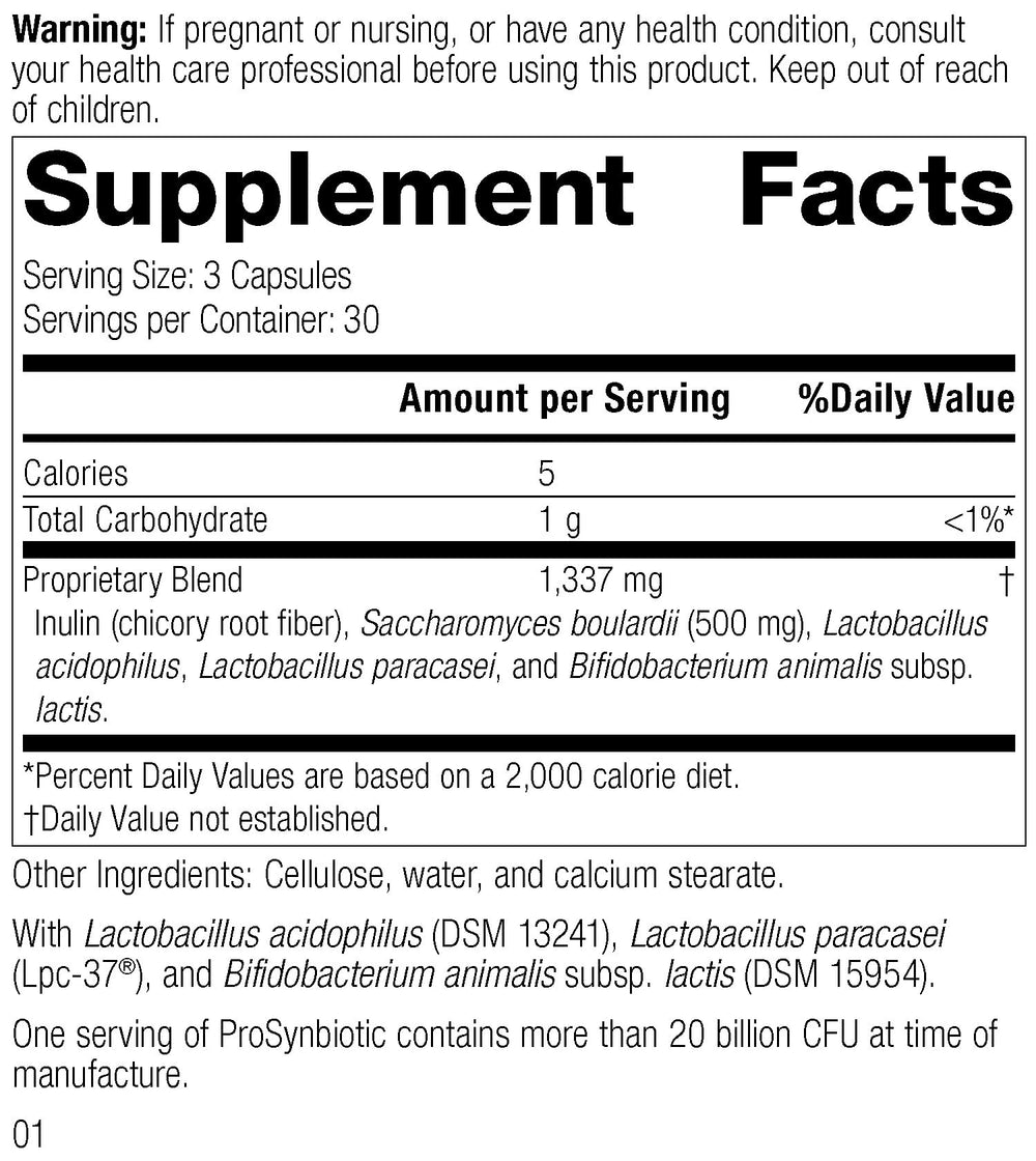 Standard Process ProSynbiotic capsule close-up illustrating vegetarian formula.