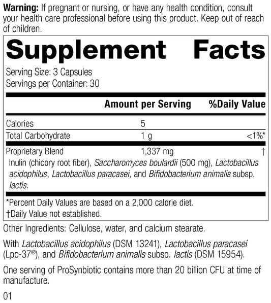 Standard Process ProSynbiotic capsule close-up illustrating vegetarian formula.