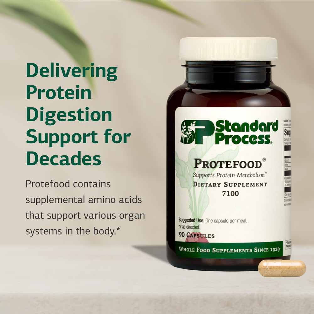 Protefood capsules close-up illustrating daily protein metabolism support