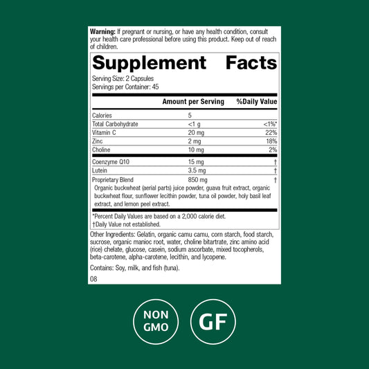 Standard Process Regeneplex label close-up highlighting vitamin C and zinc