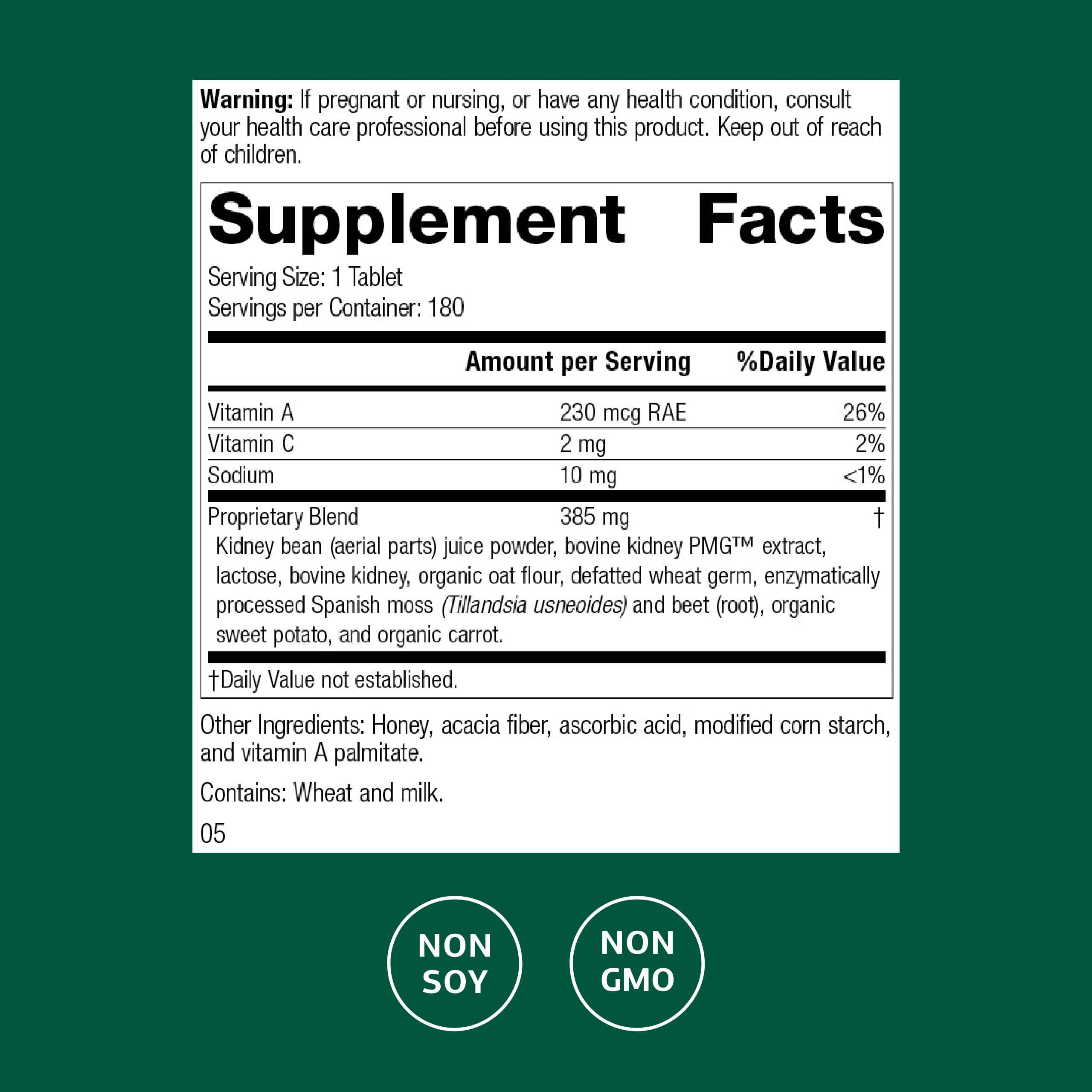Standard Process Renafood bottle close-up showing vitamin A-rich formula for antioxidant support