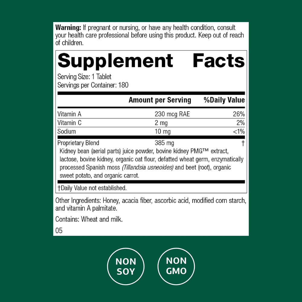 Standard Process Renafood bottle close-up showing vitamin A-rich formula for antioxidant support