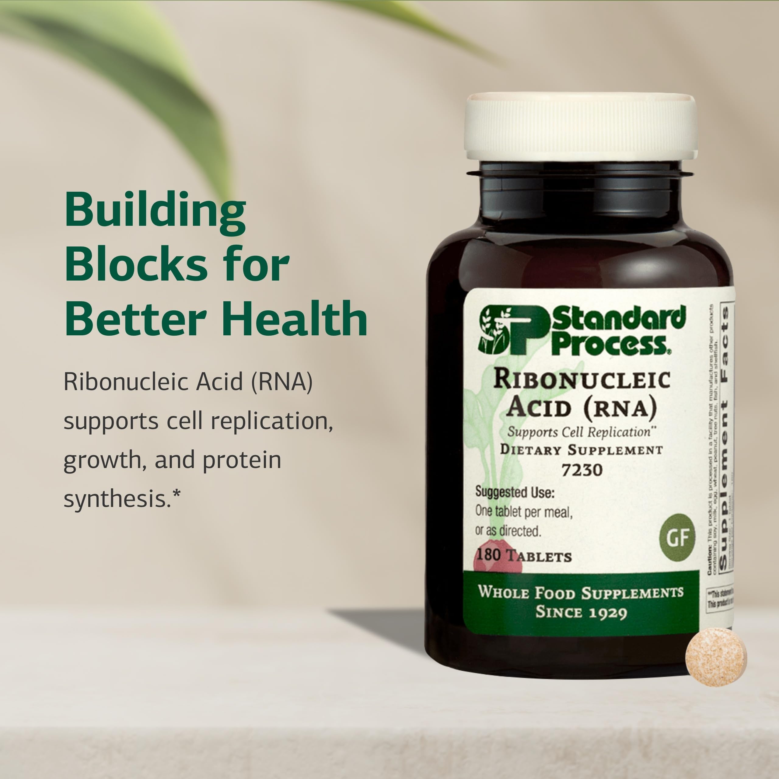 Standard Process RNA label back reveals nutrition details and vegan formulation.