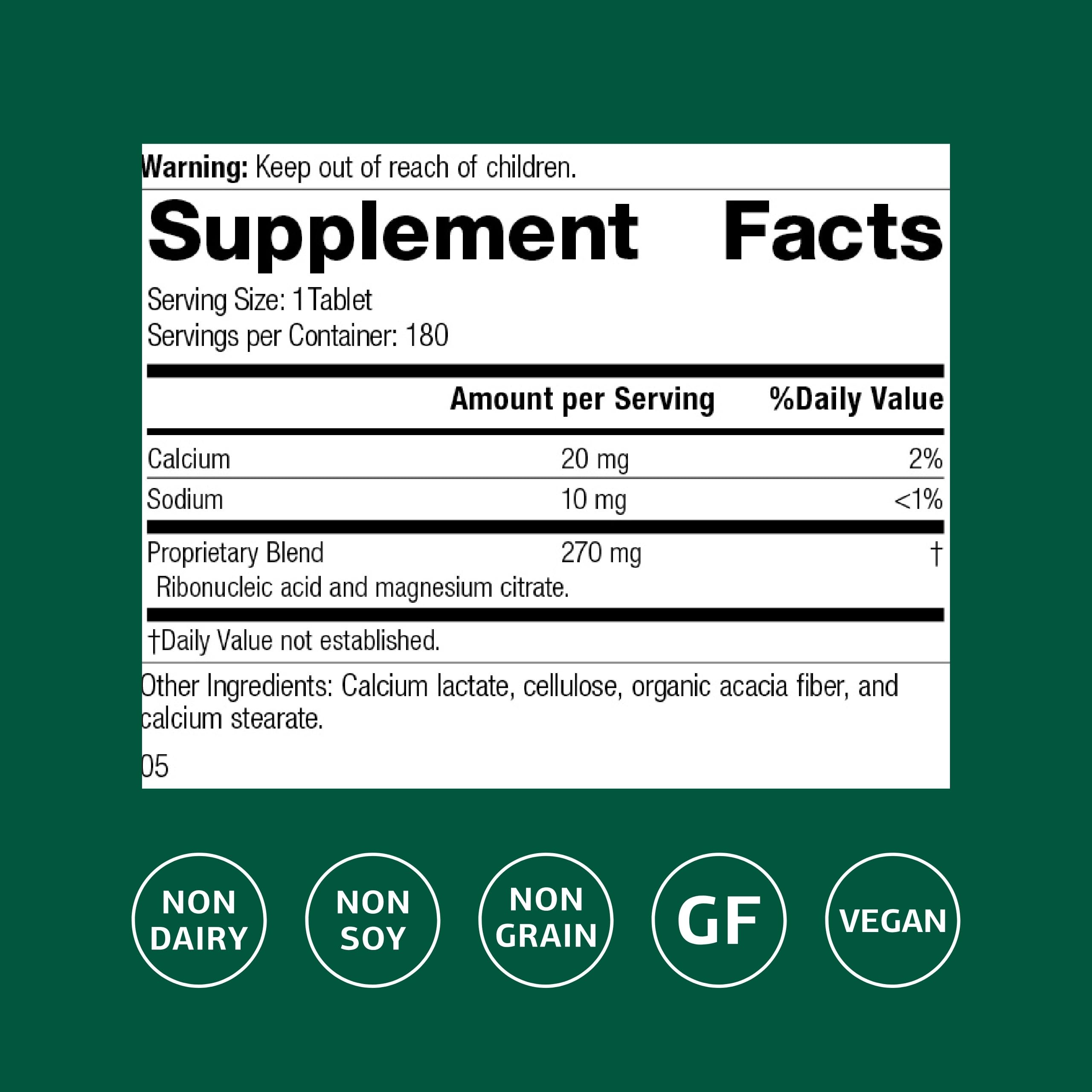 Standard Process RNA tablets closeup highlights compact dosage for daily use.