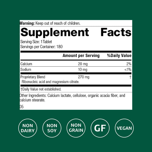 Standard Process RNA tablets closeup highlights compact dosage for daily use.