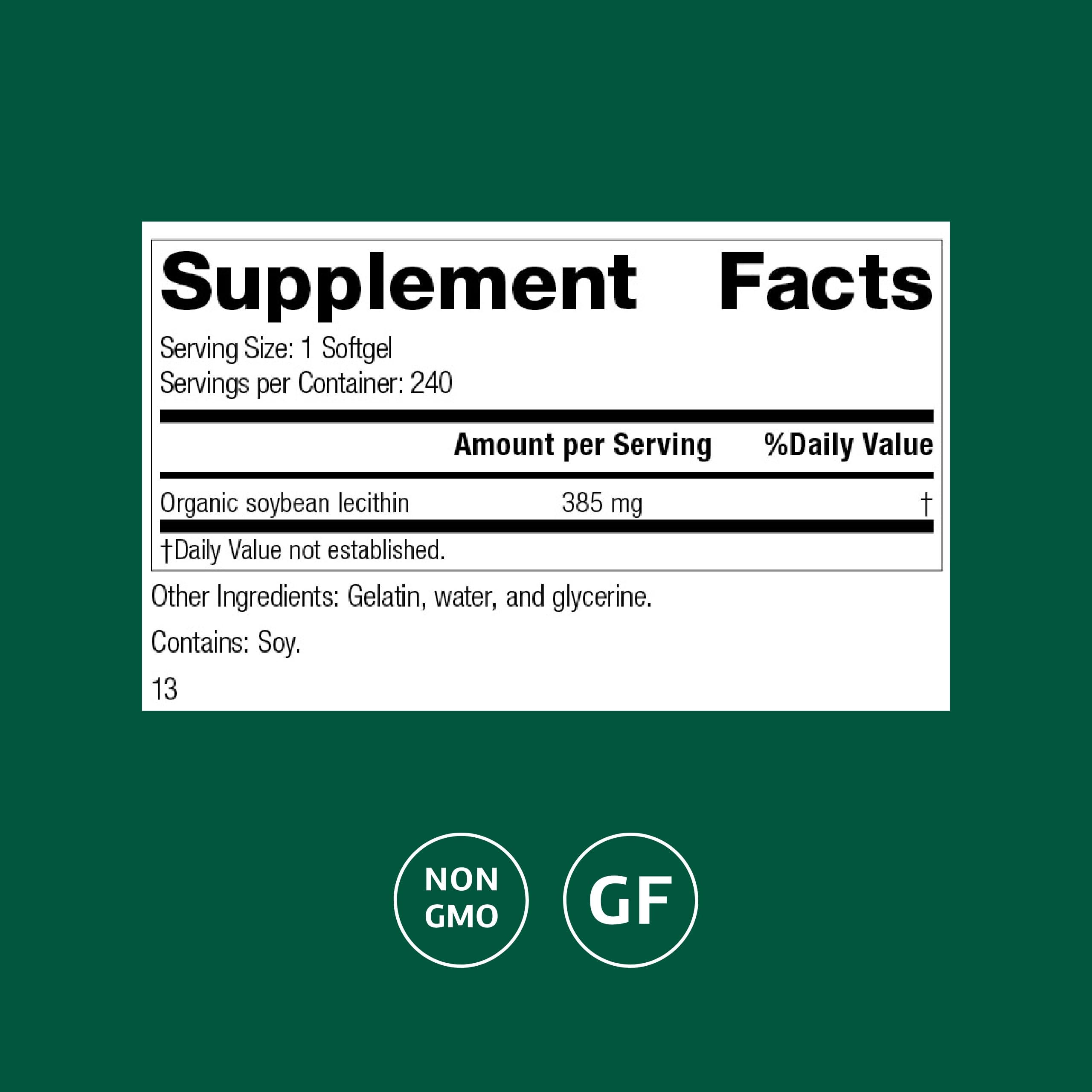 Standard Process Soybean Lecithin softgels on shelf highlighting liver and nerve support