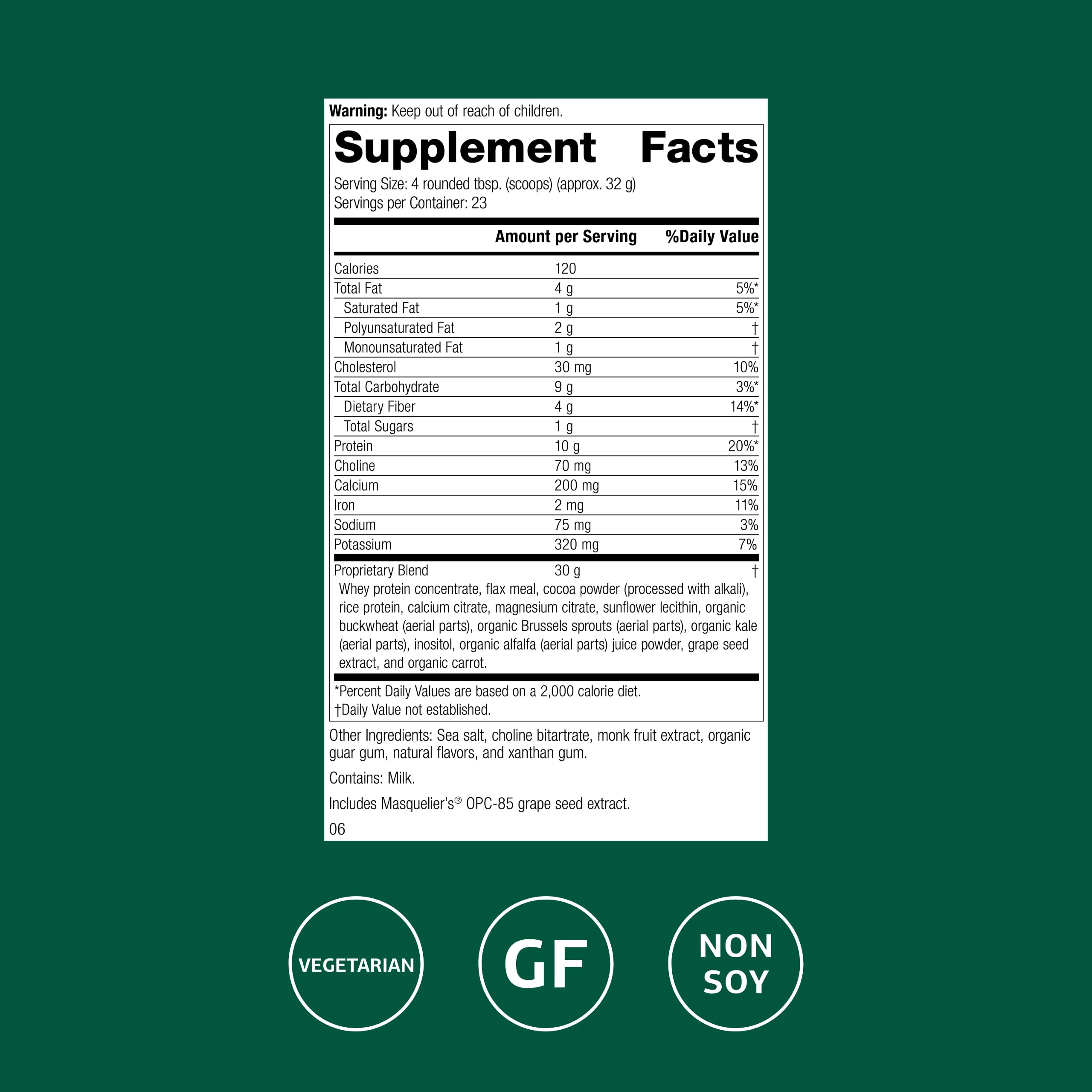 Standard Process SP Complete powder being scooped; convenient protein boost for shakes.