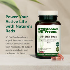 Standard Process SP Red Food label close-up emphasizing the whole-food blend.