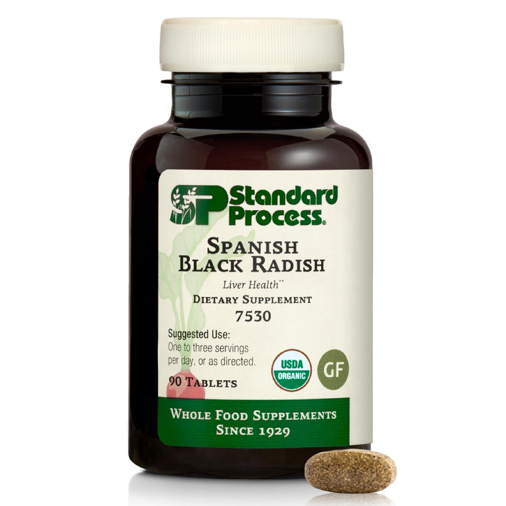 Standard Process Spanish Black Radish bottle label highlights liver support.
