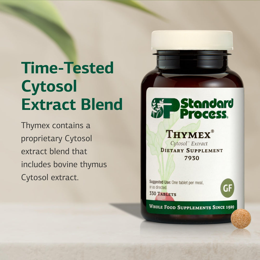 Thymex Cytosol bottle on desk for routine supplementation.