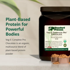 Standard Process Veg-E Complete Pro bottle highlights vegan gluten-free formula