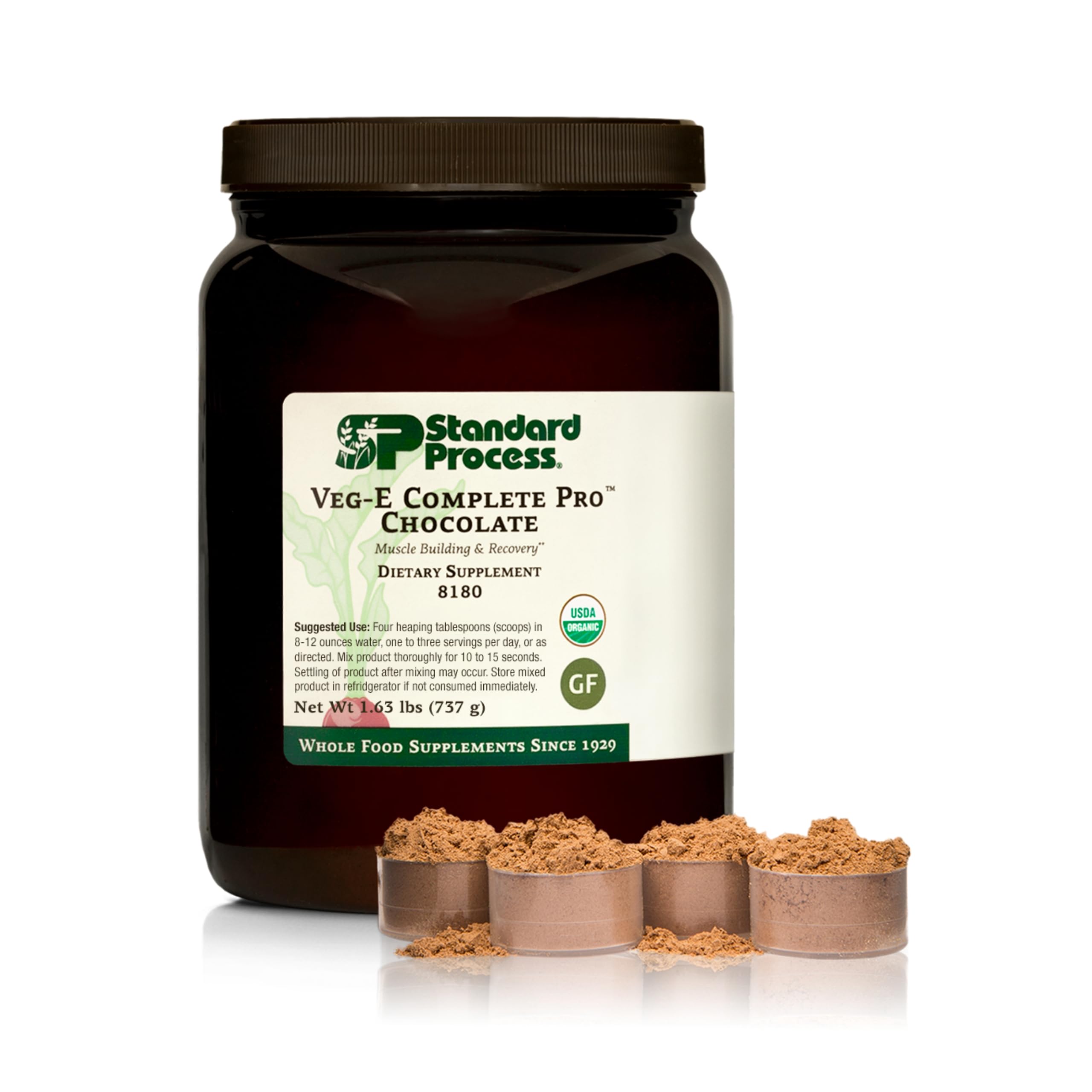 Standard Process Veg-E Complete Pro chocolate powder boosts protein intake for daily recovery