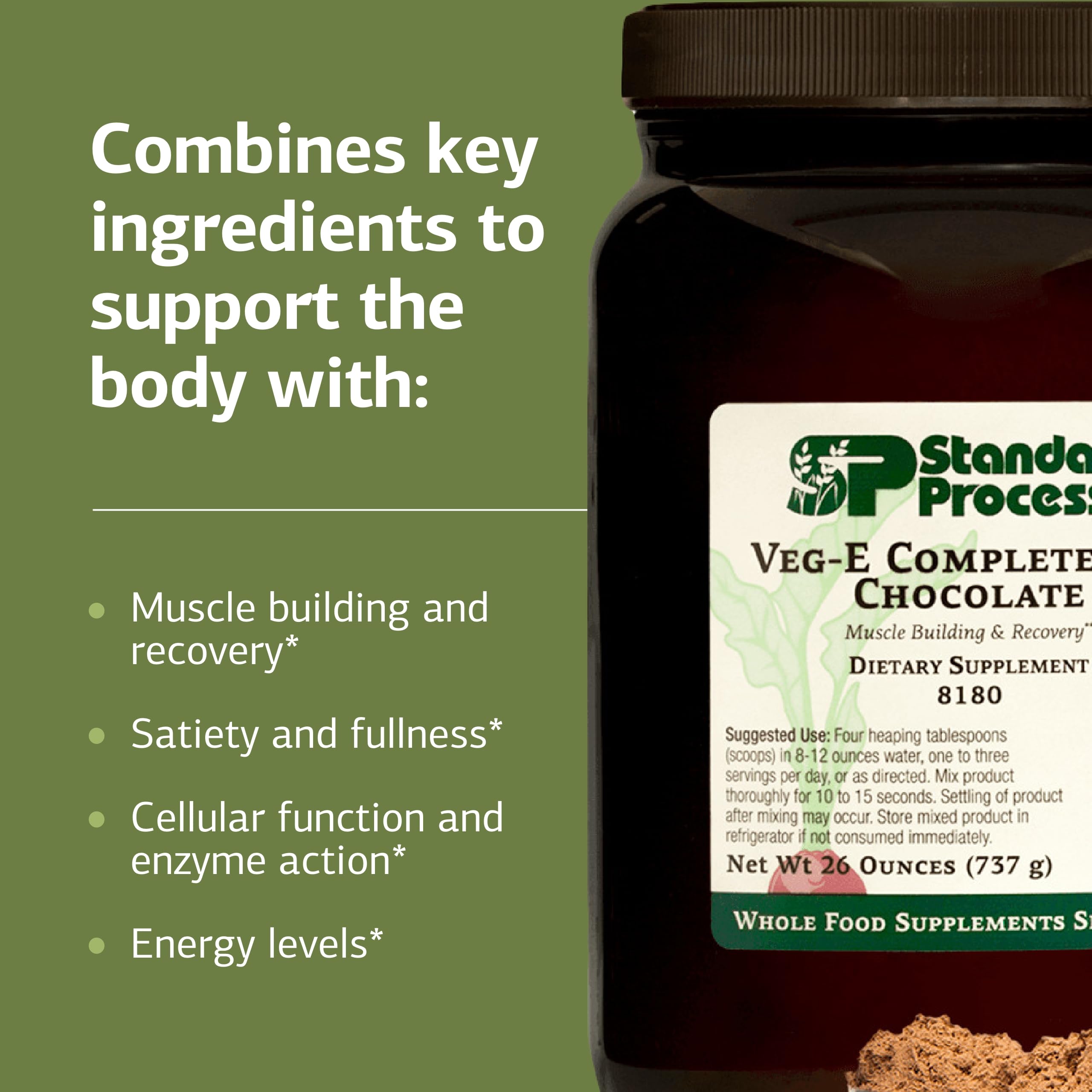 Standard Process Veg-E Complete Pro label reveals organic ingredients and nutrition