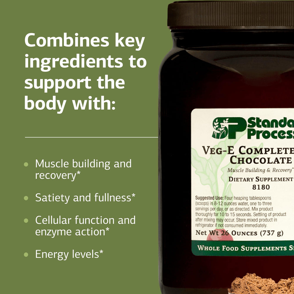 Standard Process Veg-E Complete Pro label reveals organic ingredients and nutrition