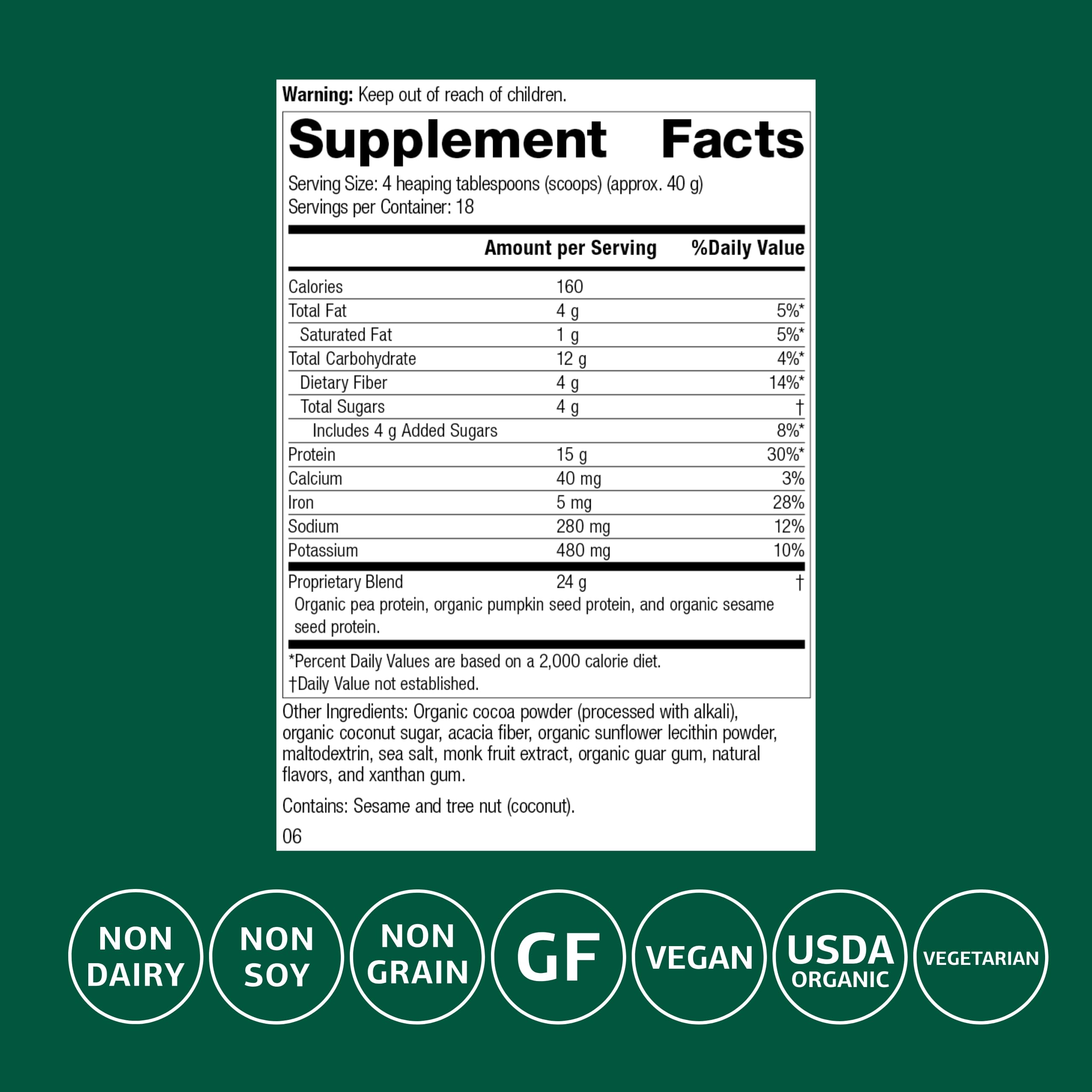 Standard Process Veg-E Complete Pro scoop shows convenient serving for easy measurement