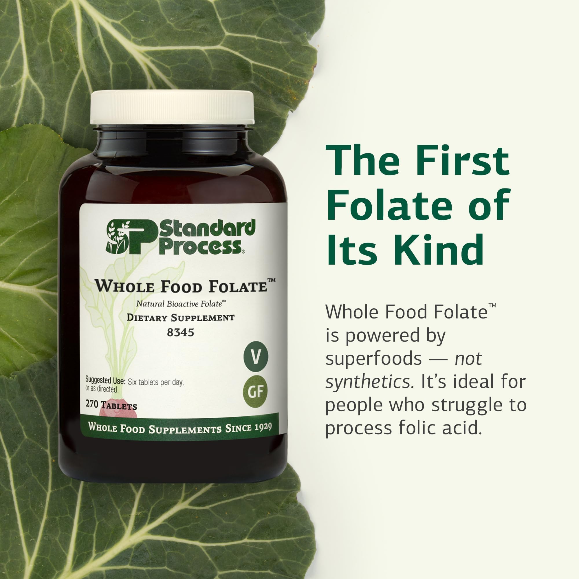 Standard Process Whole Food Folate capsules ready for daily cellular support.