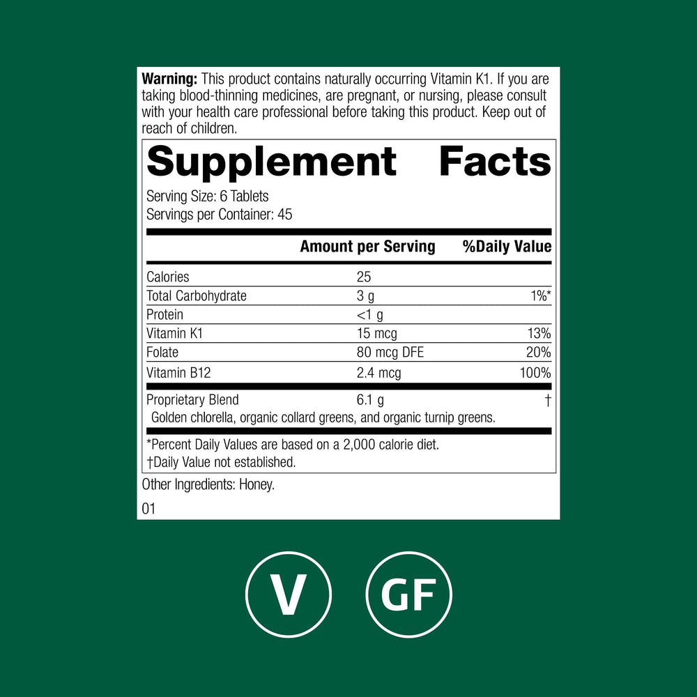 Standard Process Whole Food Folate label closeup highlights natural folate from greens for everyday balance.