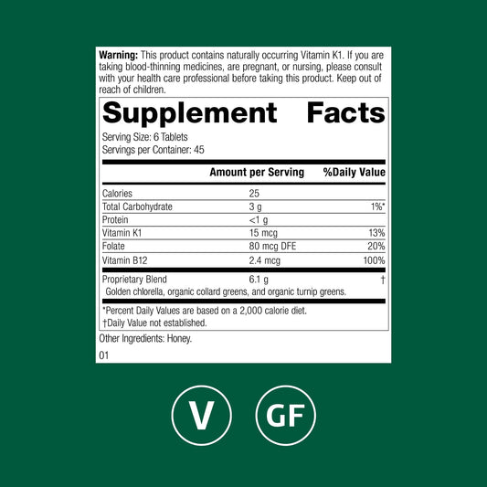 Standard Process Whole Food Folate label closeup highlights natural folate from greens for everyday balance.