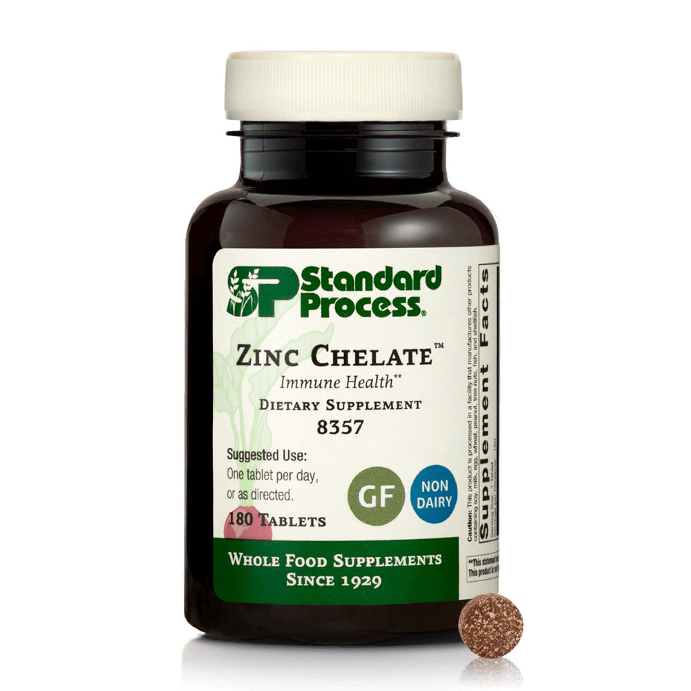 Standard Process Zinc Chelate bottle front view for everyday immune support.