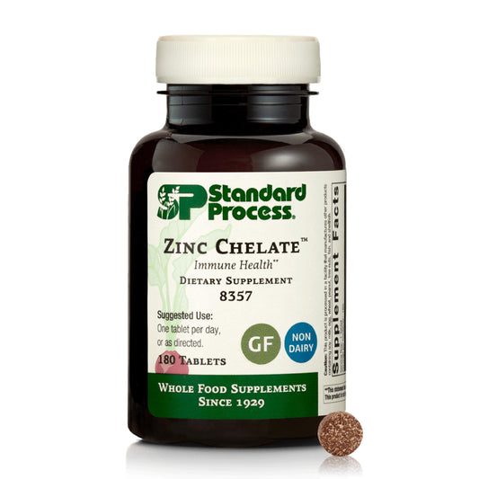 Standard Process Zinc Chelate bottle front view for everyday immune support.