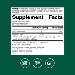 Standard Process Zymex II label highlights gluten-free and non-soy formulation