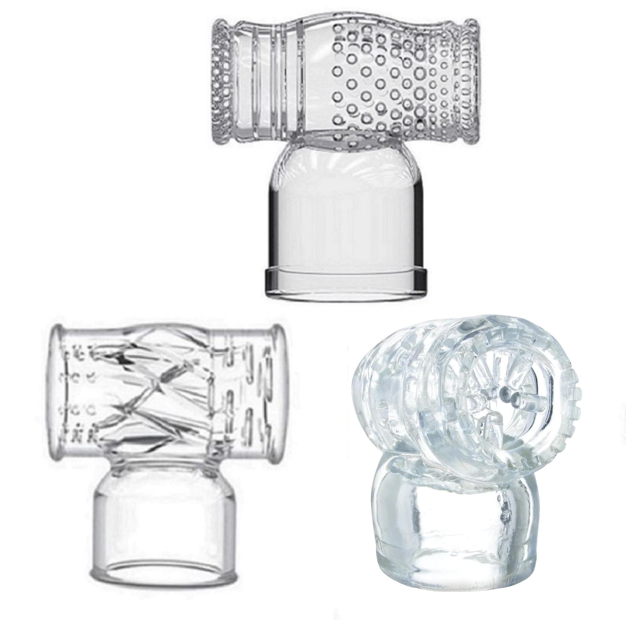 Standard wand head attachment in clear 3-pack, compatible with common wand models.