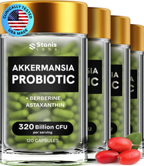Stanis Labs Akkermansia Muciniphila bottle label highlights gut support.