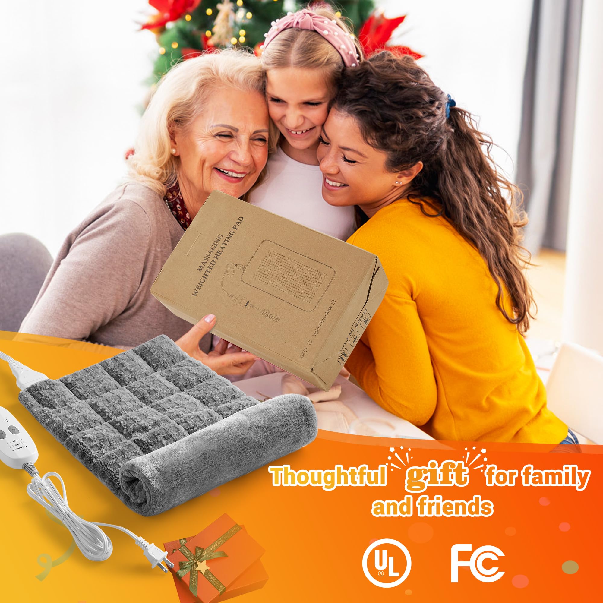 Relaxed user with pad on lap demonstrates portable home relief.