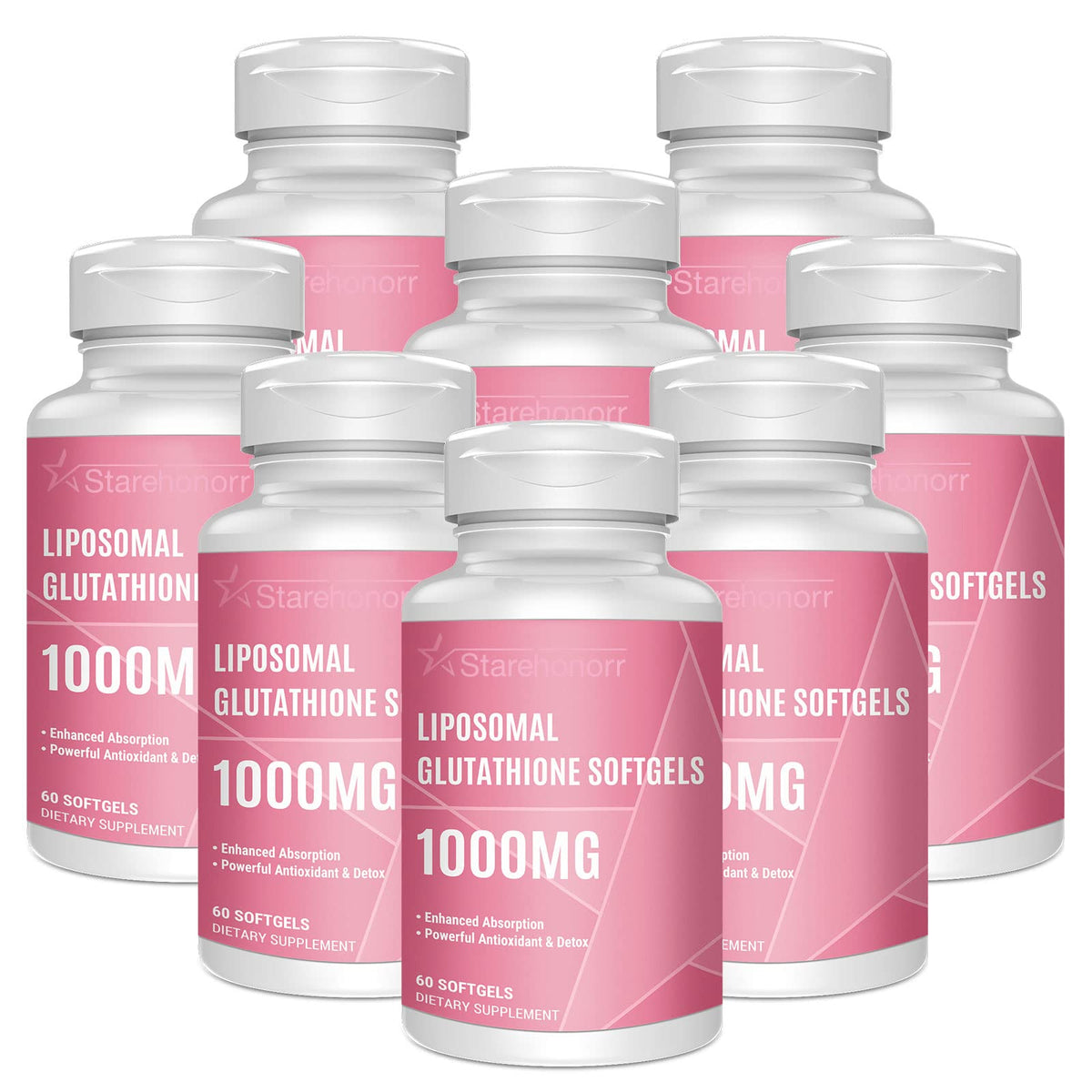 Starehonorr Liposomal Glutathione Softgels bottle front highlights advanced delivery.