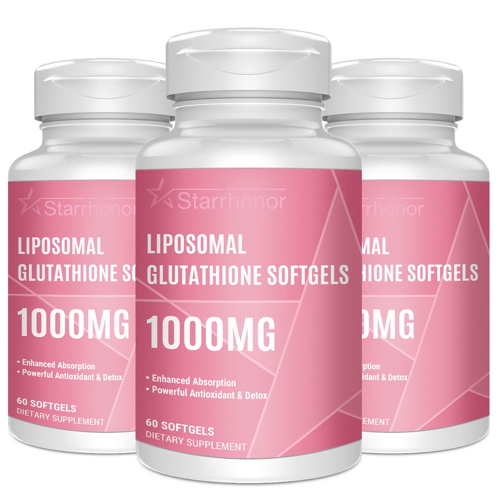 Starehonorr liposomal glutathione softgels bottle shows premium antioxidant support